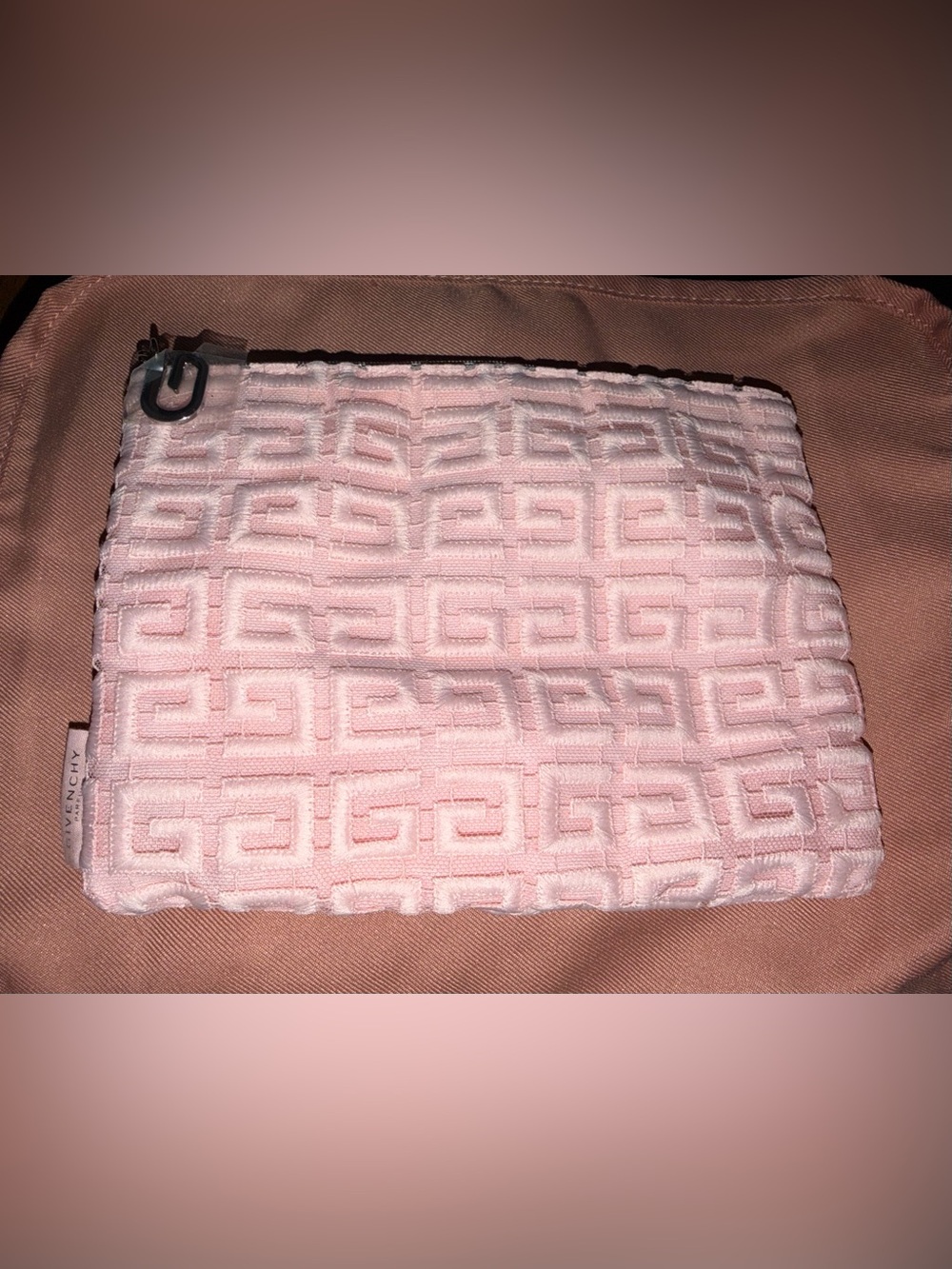 Givenchy Pink Embossed Geometric Cosmetic Bag